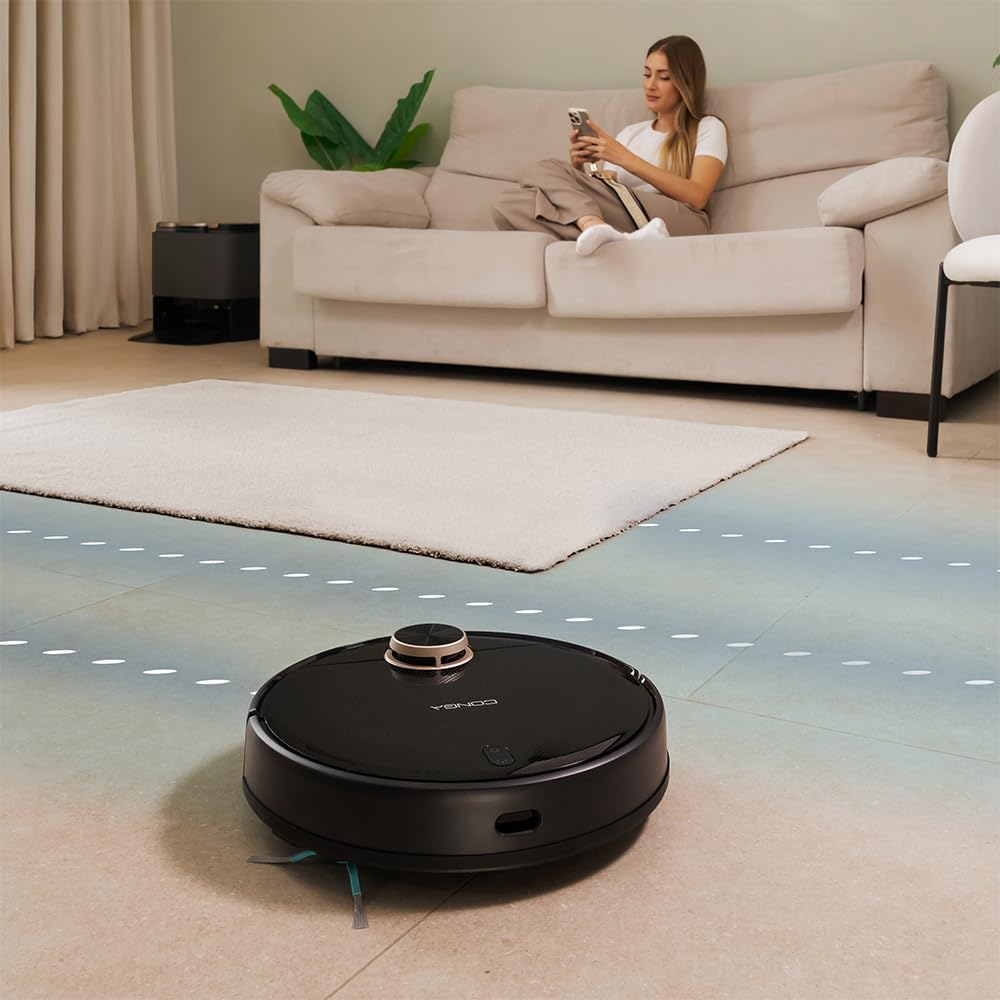 Cecotec Saugroboter Selbstentleerung und rotierende Wischmopps Conga 13090 Spin Revolution Home&Wash Essential. 7000Pa, Lasertech, Silikonbürste, Seitenbürste, APP, Bluetooth, WiFi 2,4 GHz, 5 GHz