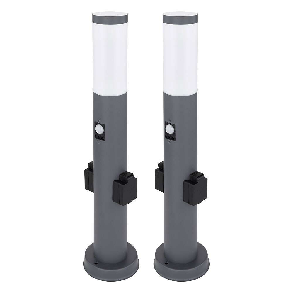 2er Set Stehleuchte, 2x Steckdosen, Bewegungsmelder, H 60 cm