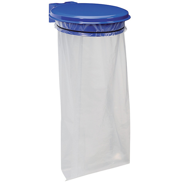 Support sac poubelle mural Rossignol bleu avec couvercle 110 L
