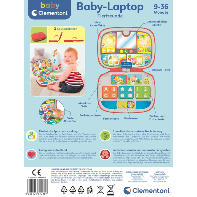 Clementoni Baby - Baby-Laptop - Tierfreunde