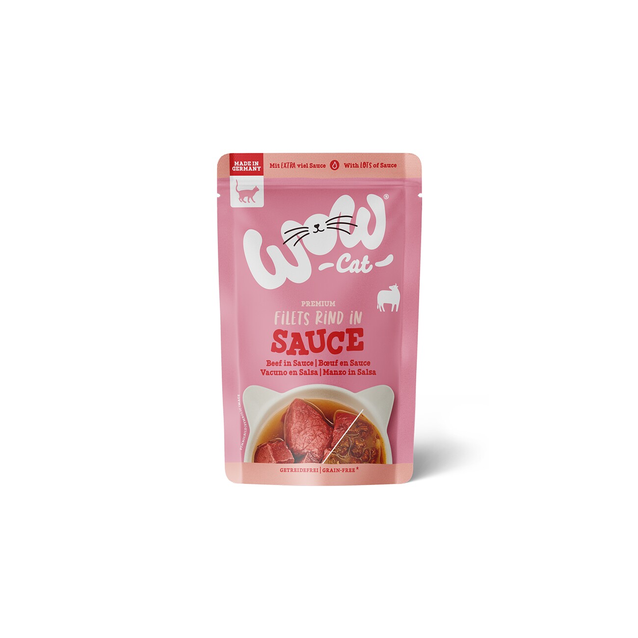 WOW Nassfutter Katze, Adult, in Sauce 8x85 g Rind