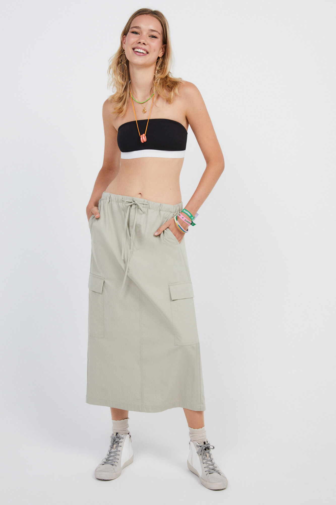 Top bandeau preto de algodão