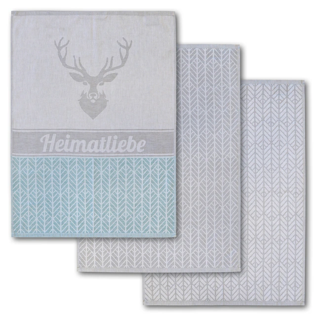 Dyckhoff Geschirrtuch »Heimat, mit 3 verschiedenen Motiven, Heimatliebe« aus 100% Baumwolle, Masse je Tuch ca. 50x70 cm, mit Hirschmotiv