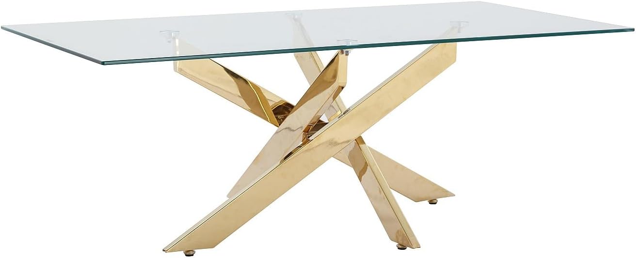 Vente-unique-Couchtisch - Sicherheitsglas & Goldfarbenes Metall - Transparent - Cosima