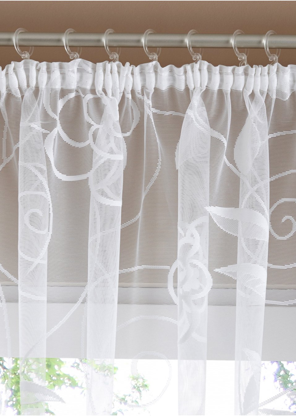 Transparant gordijn van jacquard met bloemen