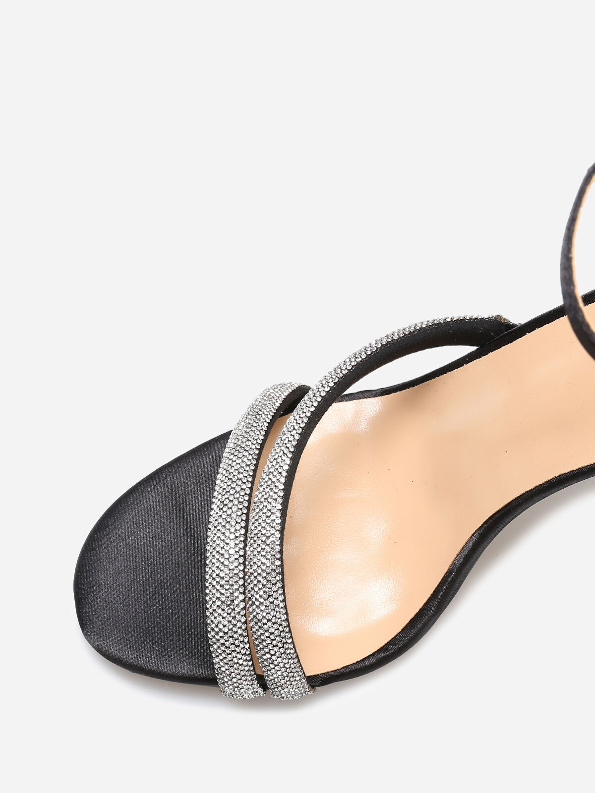 Sandales satinées à strass- Noir