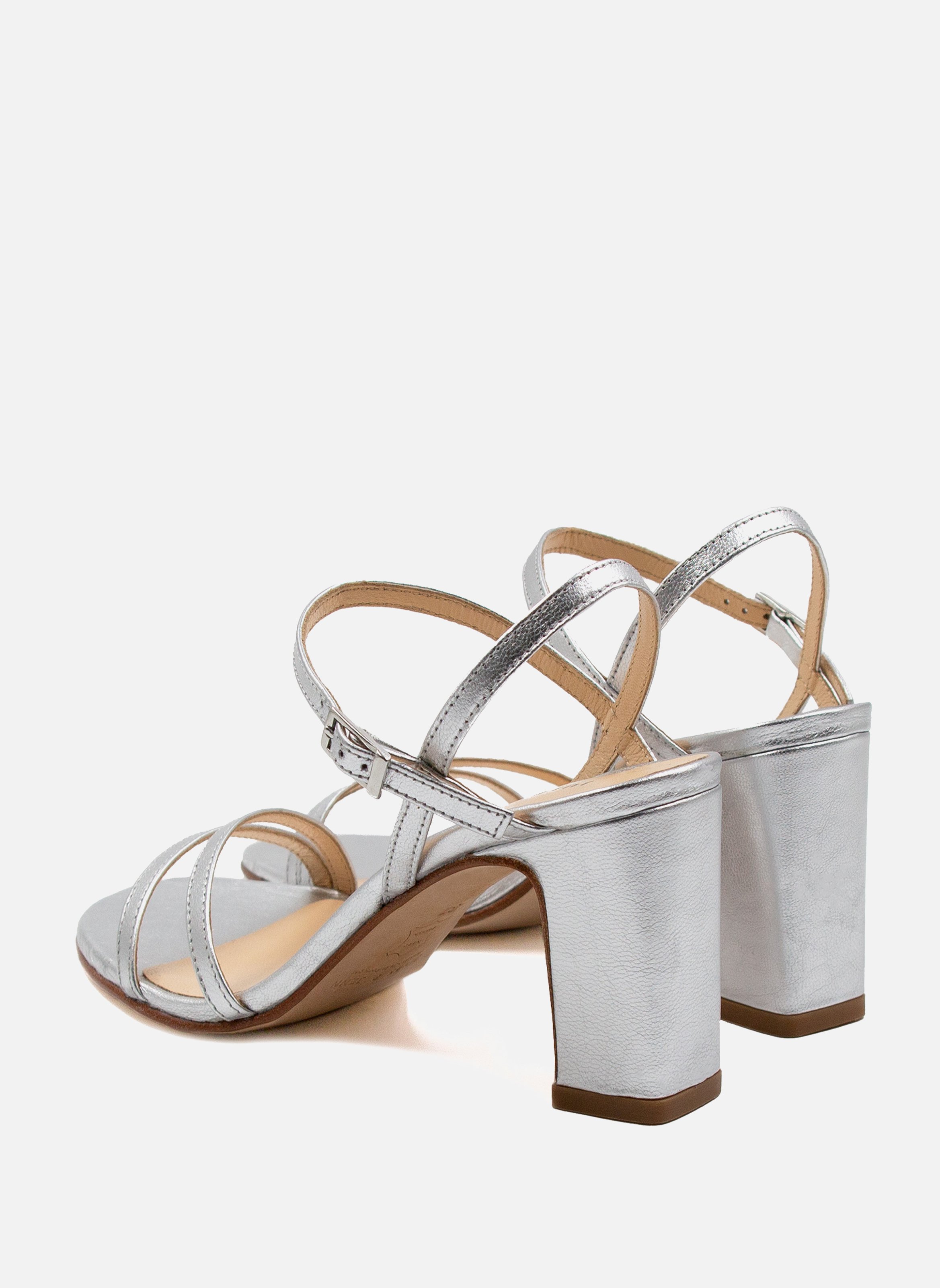 Sandales talon épurées cuir métallisé | Argent