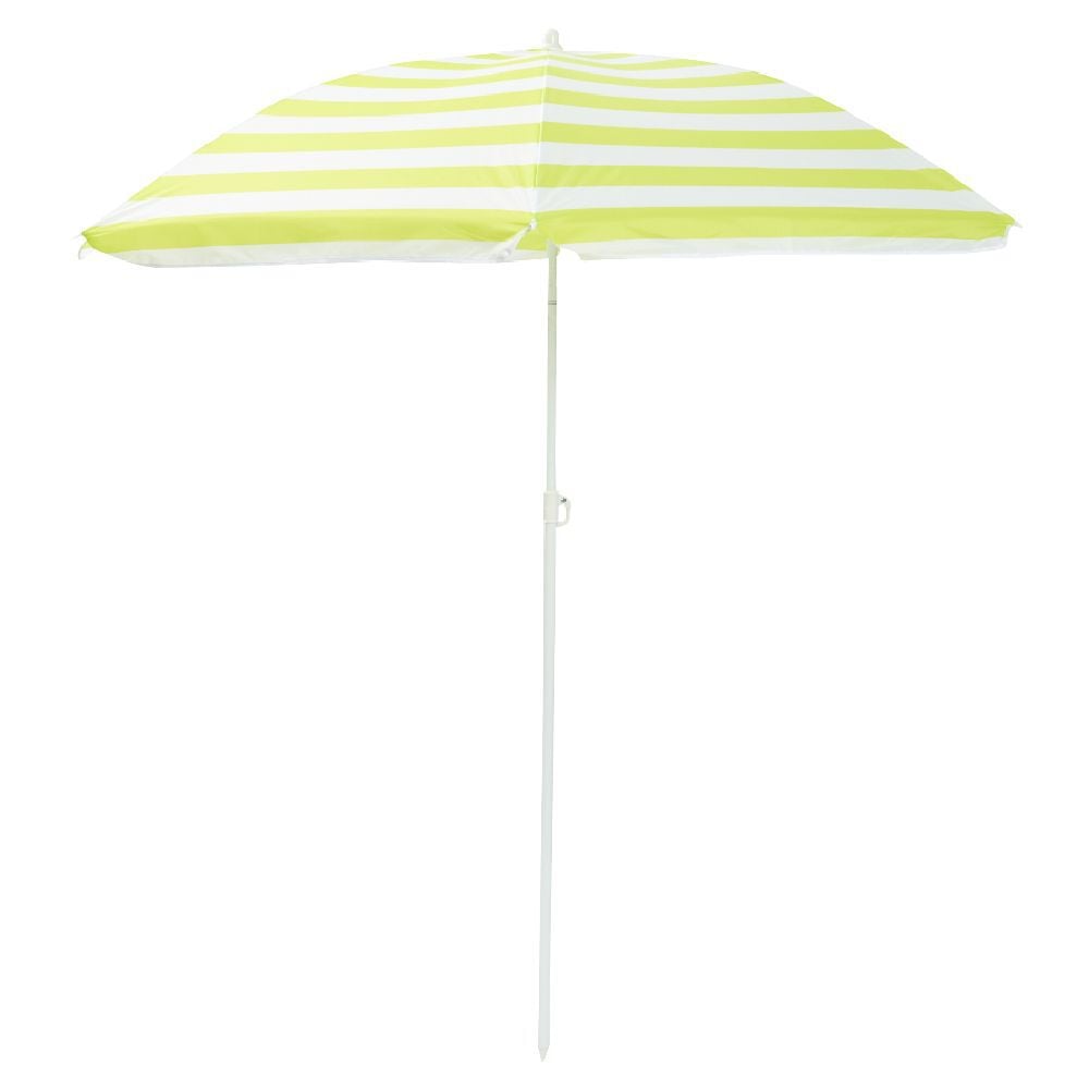 Parasol de plage rond inclinable rayé bicolore