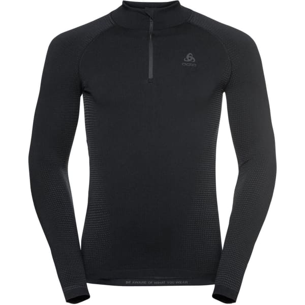 T-shirt thermique ODLO PERFORMANCE WARM ECO BL TOP TURTLE NECK L/S HALF ZIP BLACK - NEW ODLO GRAPHITE GREY