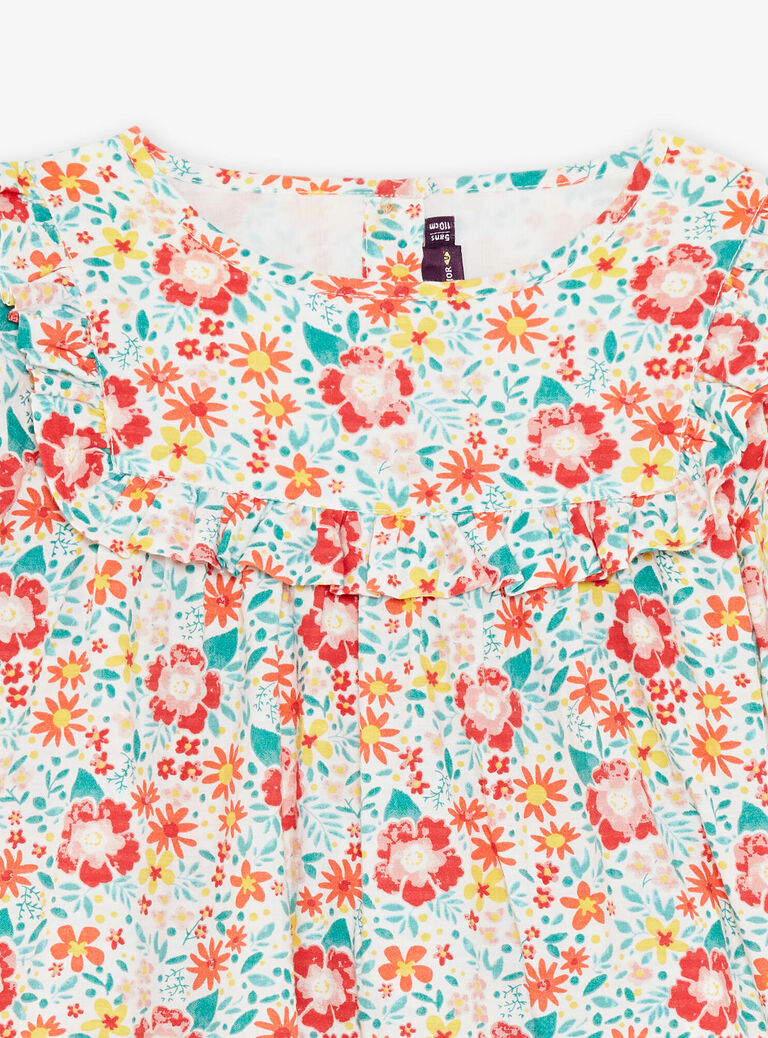 Blouse écrue à fleurs