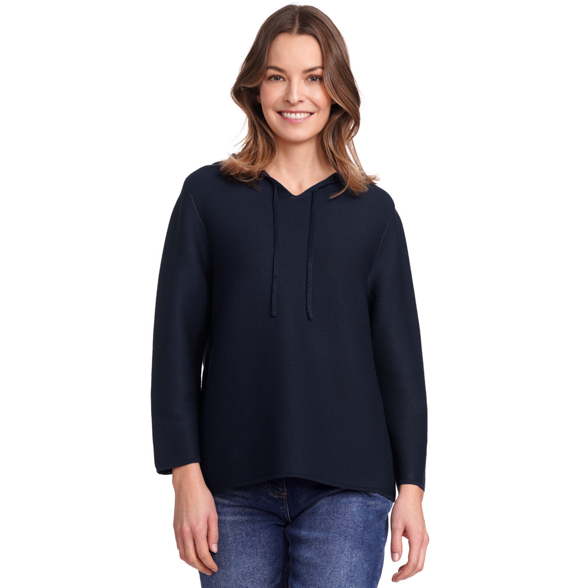 Gina Benotti Damen Strickpullover mit Kapuze dunkelblau
