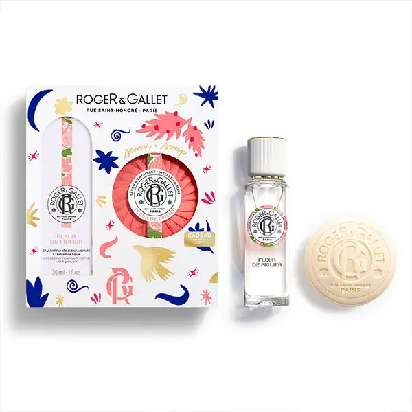 Conjunto de presente Roger & Gallet: Água perfumada benéfica com flor de figo 30ml e sabonete 100g