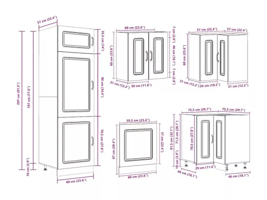 Ensemble d'armoires de cuisine 14 pcs Kalmar bois d'ingénierie