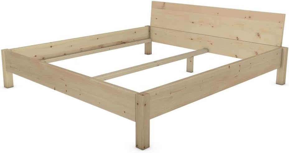 TUGA - Holztech Massivholzbett metallfreie geniale Steckverbindung Holzbett unbehandelt (180 x 200cm 38cm Höhe)