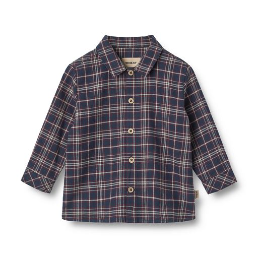 Wheat Oscar Skjorte, Navy Check, 86 cm