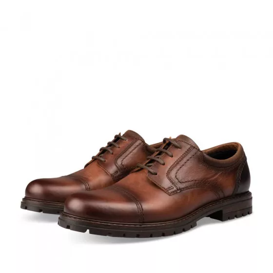 Derbies MARRON DENIM SIDE CUIR