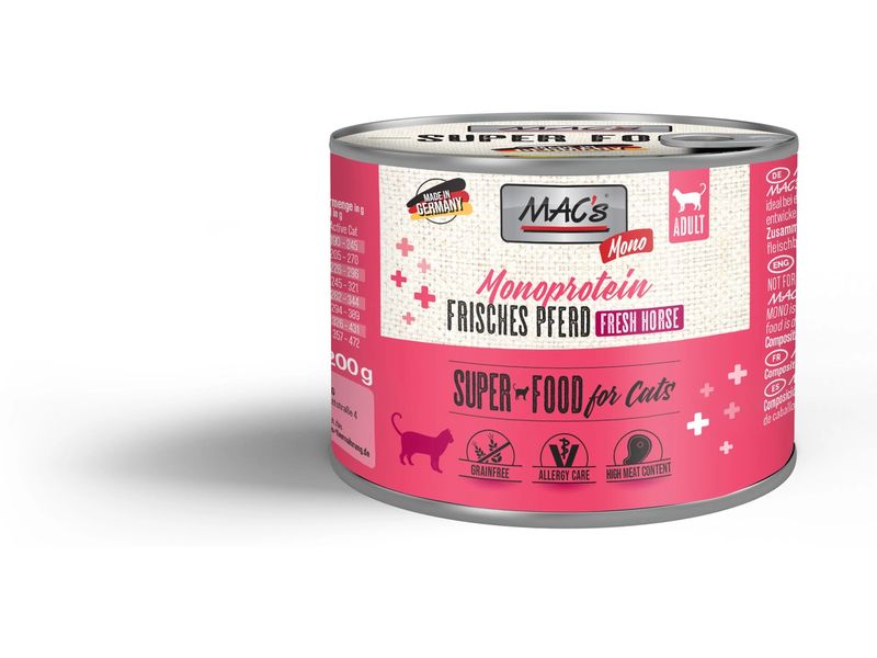 MAC's Nassfutter Mono Pferd 200 g Alleinfuttermittel für ausgewachsene Katzen