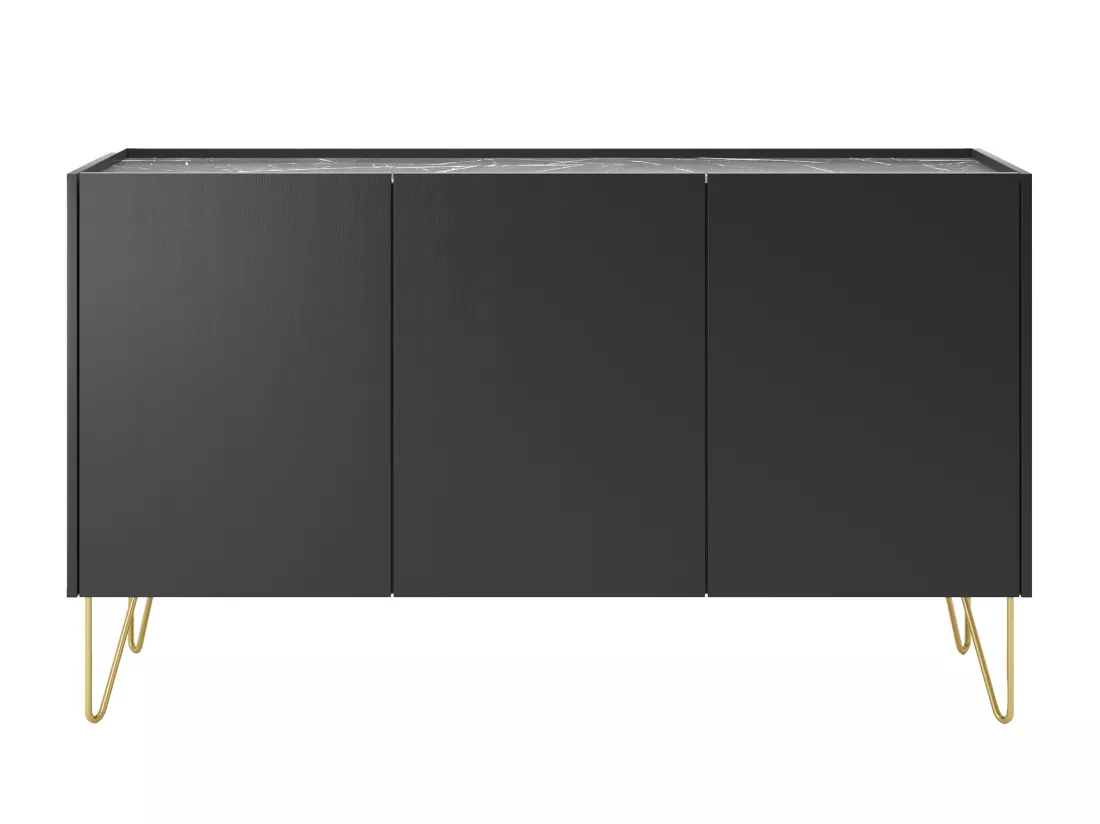 Buffet avec 3 portes - Noir, effet marbre noir et doré - PIOLUN de Pascal MORABITO