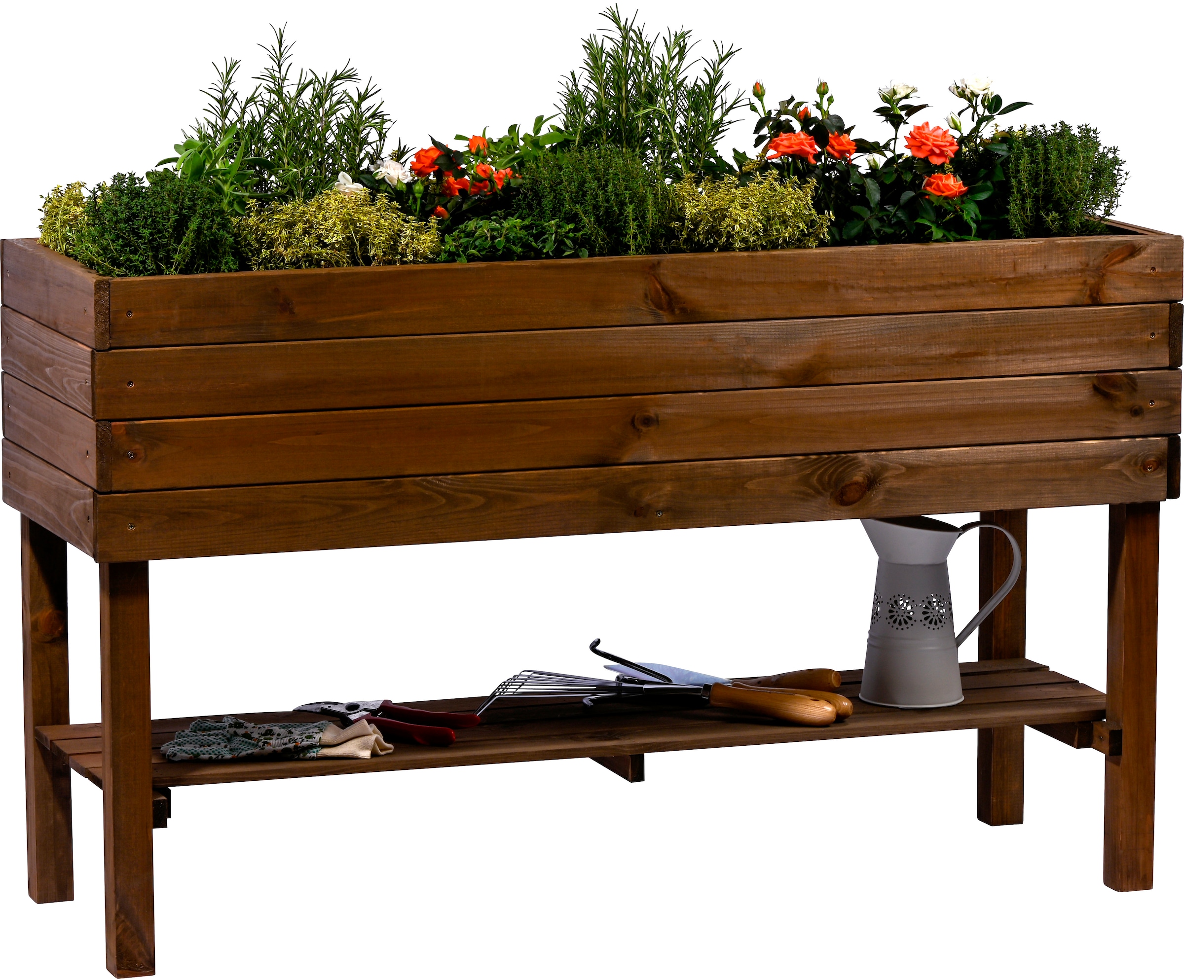 dobar Hochbeet »mit Ablage inkl. Pflanzfolie« LxBxH: 117x40x80 cm