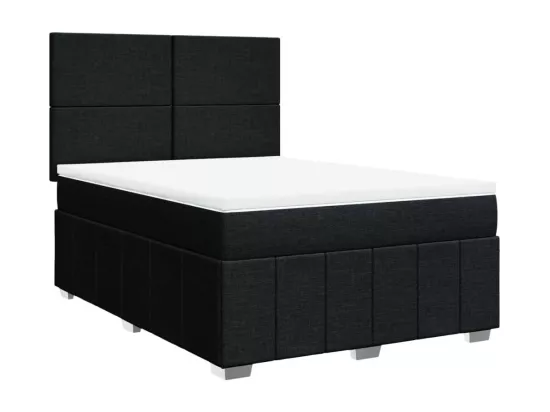 Sommier à lattes de lit avec matelas Noir 140x190 cm Tissu
