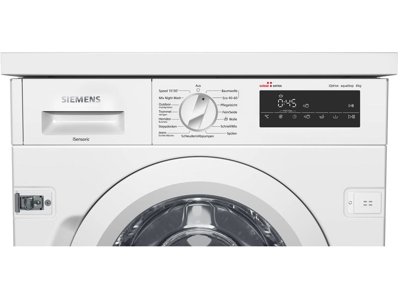 Siemens Einbau Waschmaschine WI14W542CH Links Frontlader mit 8 kg Ladekapazität