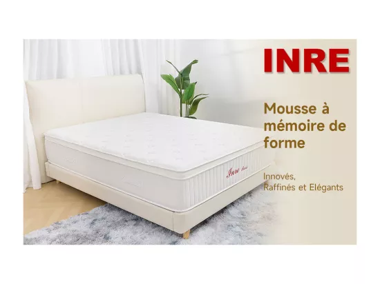 Matelas 140x190 cm INRE - 30 cm mousse mémoire de forme - face hiver été - respirant - 7 zonesergonomiques