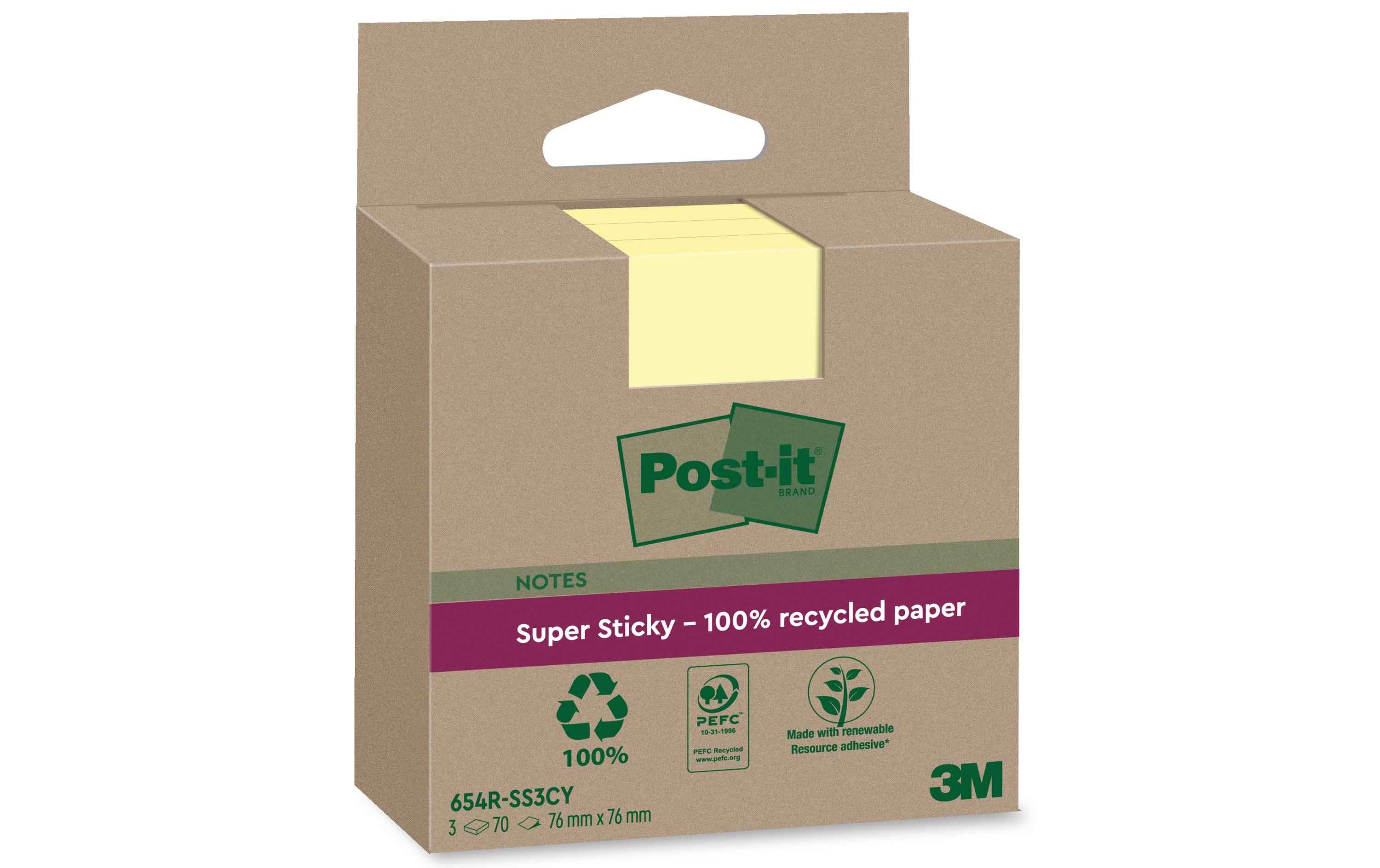 Notizzettel Super Sticky Recycling, Gelb, 3 BlöckeNotizblöcke für alle Gelegenheiten
