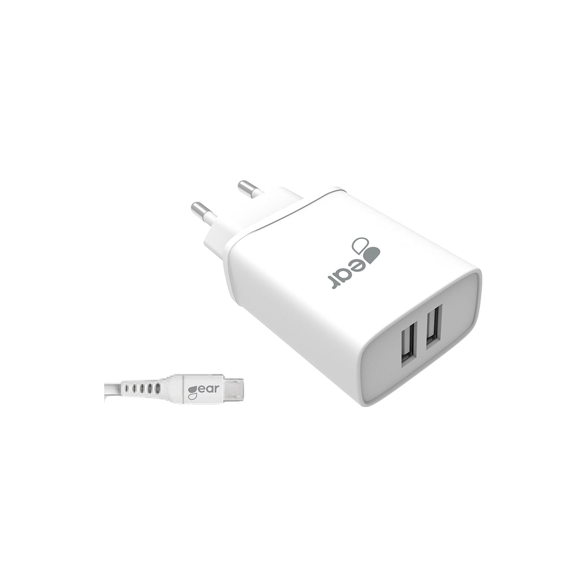 Gear 220V MicroUSB dobbel vegglader 665094