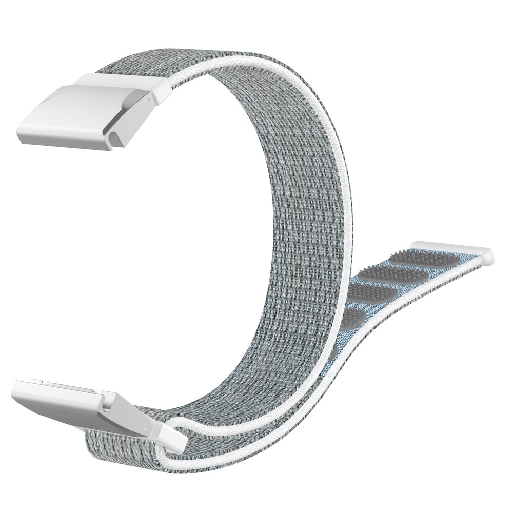 (Gr. XXL) Garmin Fenix 6S / 6S Pro / 5S / 5S Plus Nylon Klettverschluss Ersatz Armband (Gelenkumfang 197-257 mm) - Silber / Weiss
