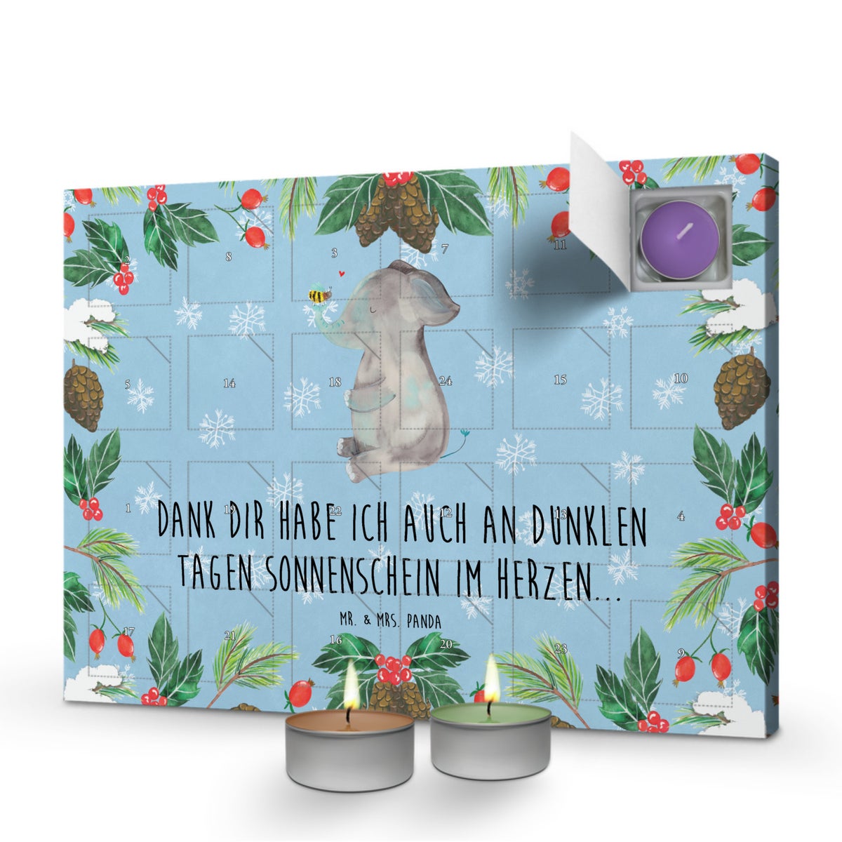 Mr. & Mrs. Panda Geurkaars Adventskalender Olifant Bij - Pastelblauw