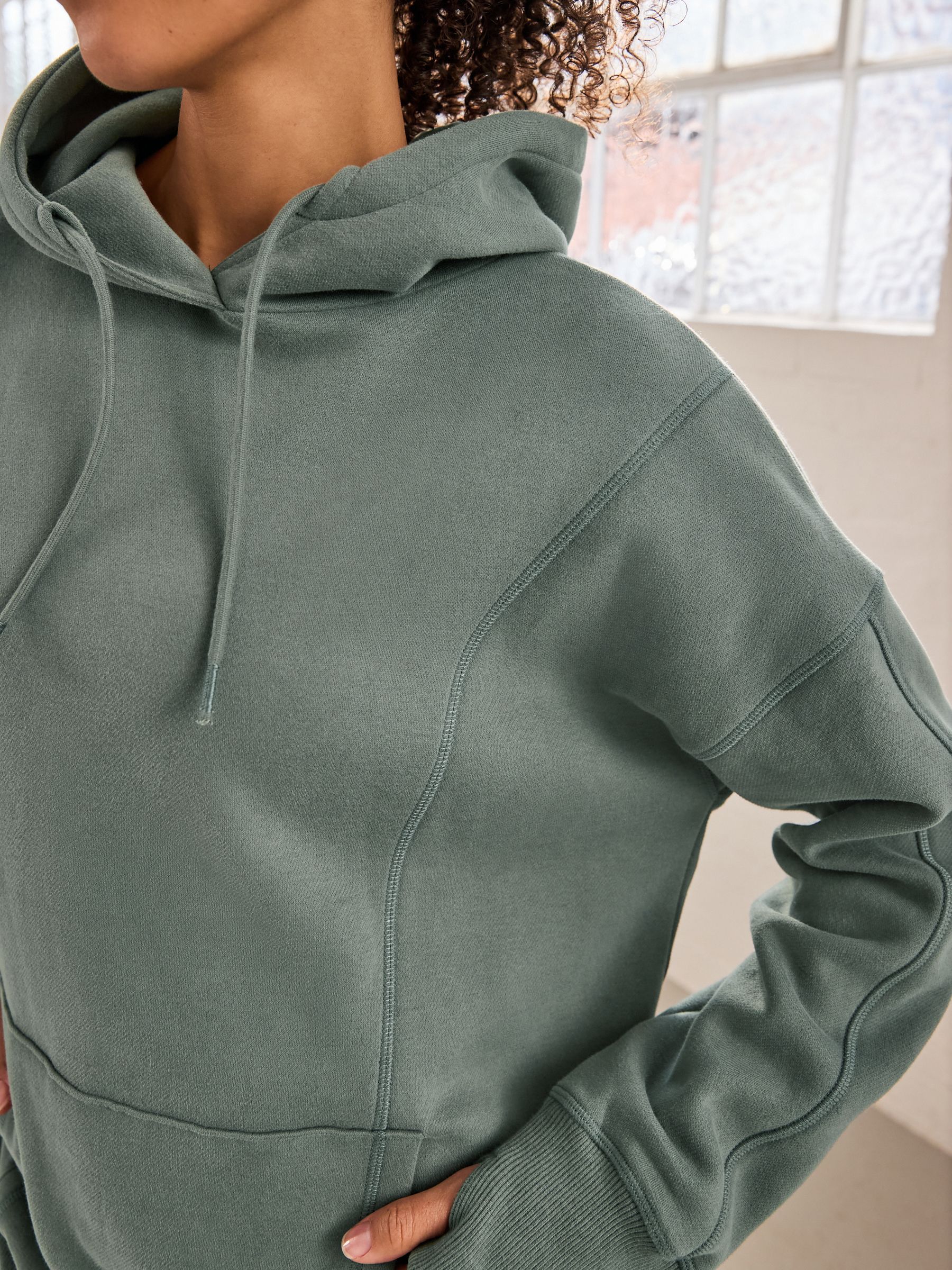 Blauwgroen - Active Longline Overhead Hoodie met superzacht naaddetail en zakken