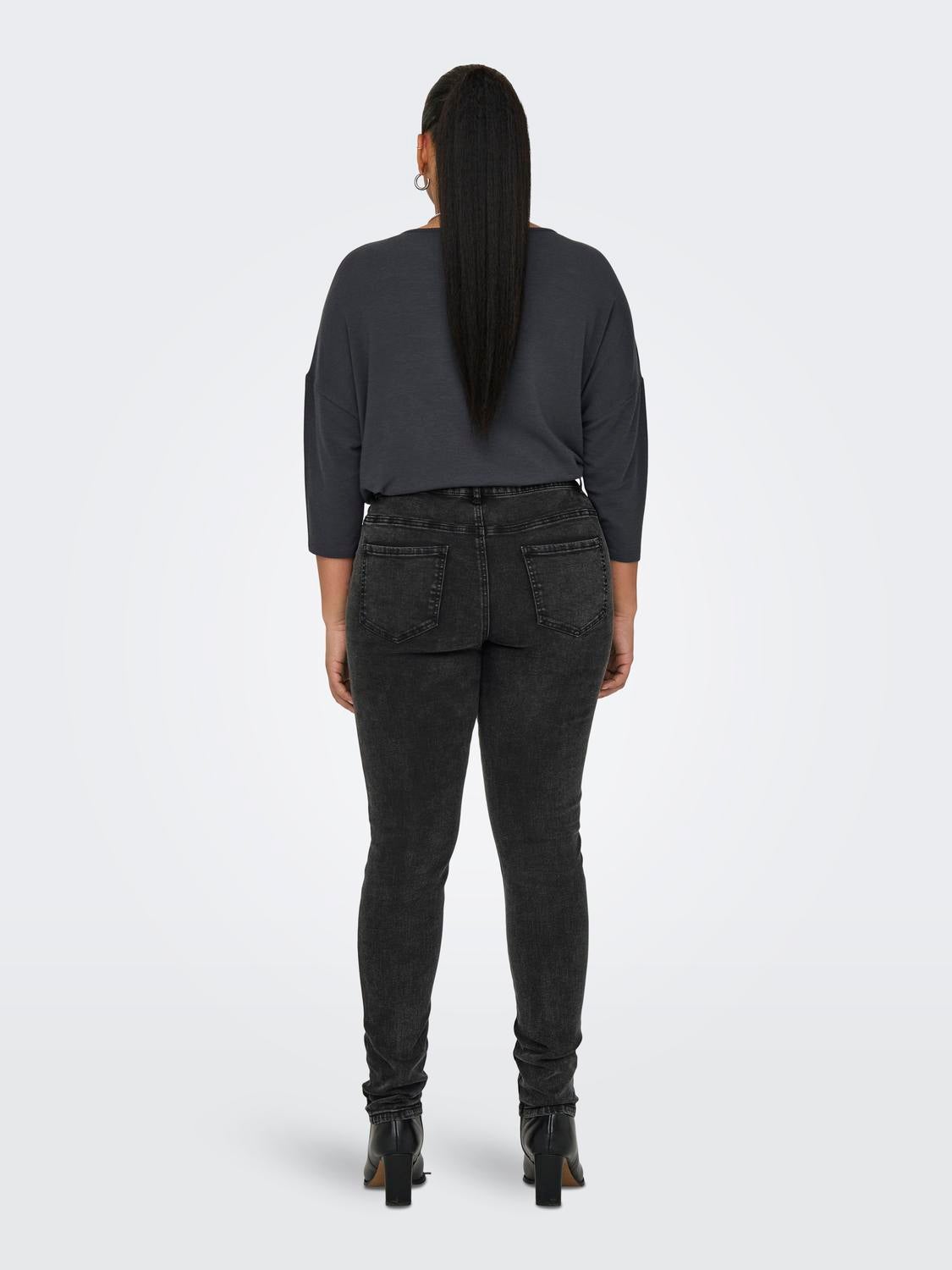 CARROSE Hohe Taille Skinny Fit Jeans Washed Black