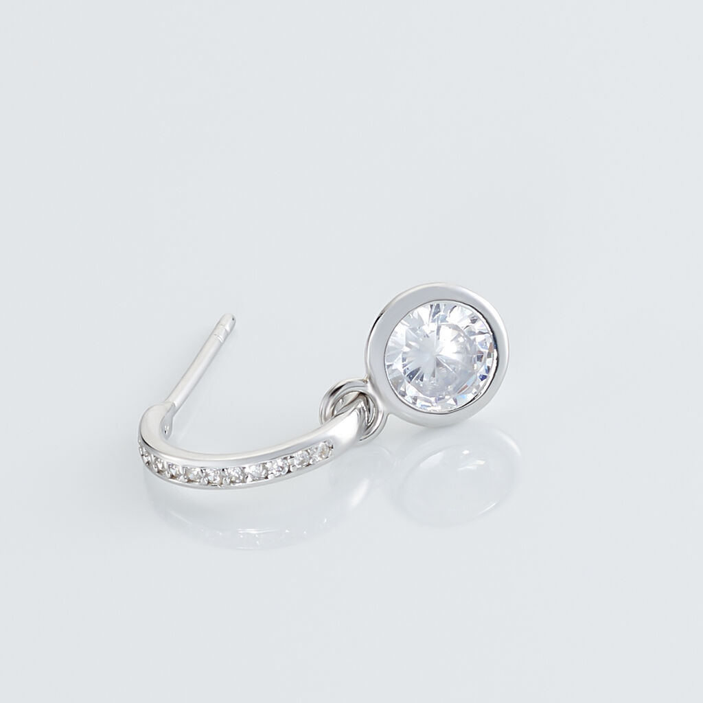 Créole Unitaire Ancelin Rondes Argent Blanc Oxyde De Zirconium