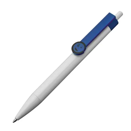 Macma Druckkugelschreiber mit Smile Gesicht, Clipfarbe: blau, 25 Stück
