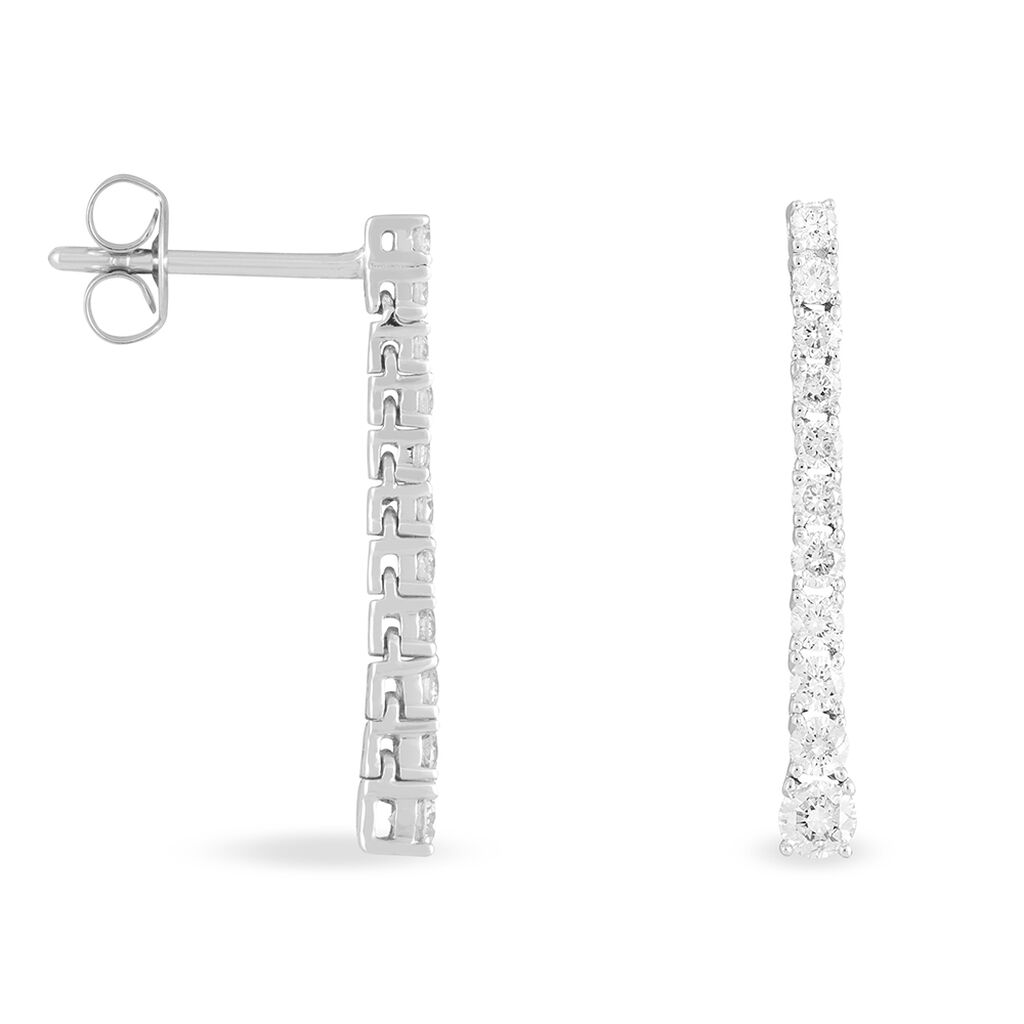 Boucles D'oreilles Puces Riviera Or Blanc Diamant