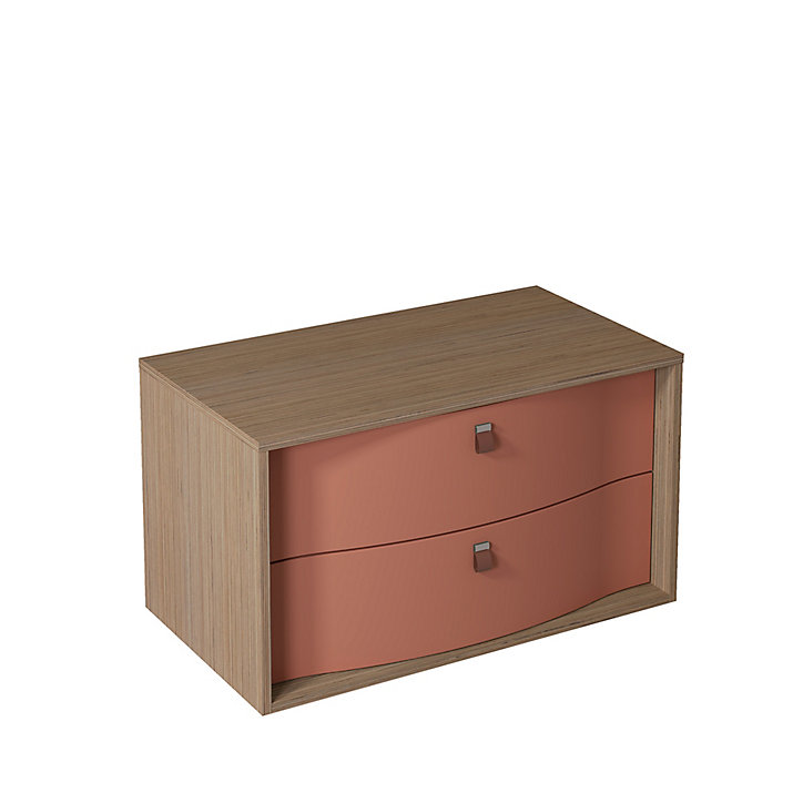 Meuble sous vasque à suspendre Havana terracotta mat 2 tiroirs 90 cm