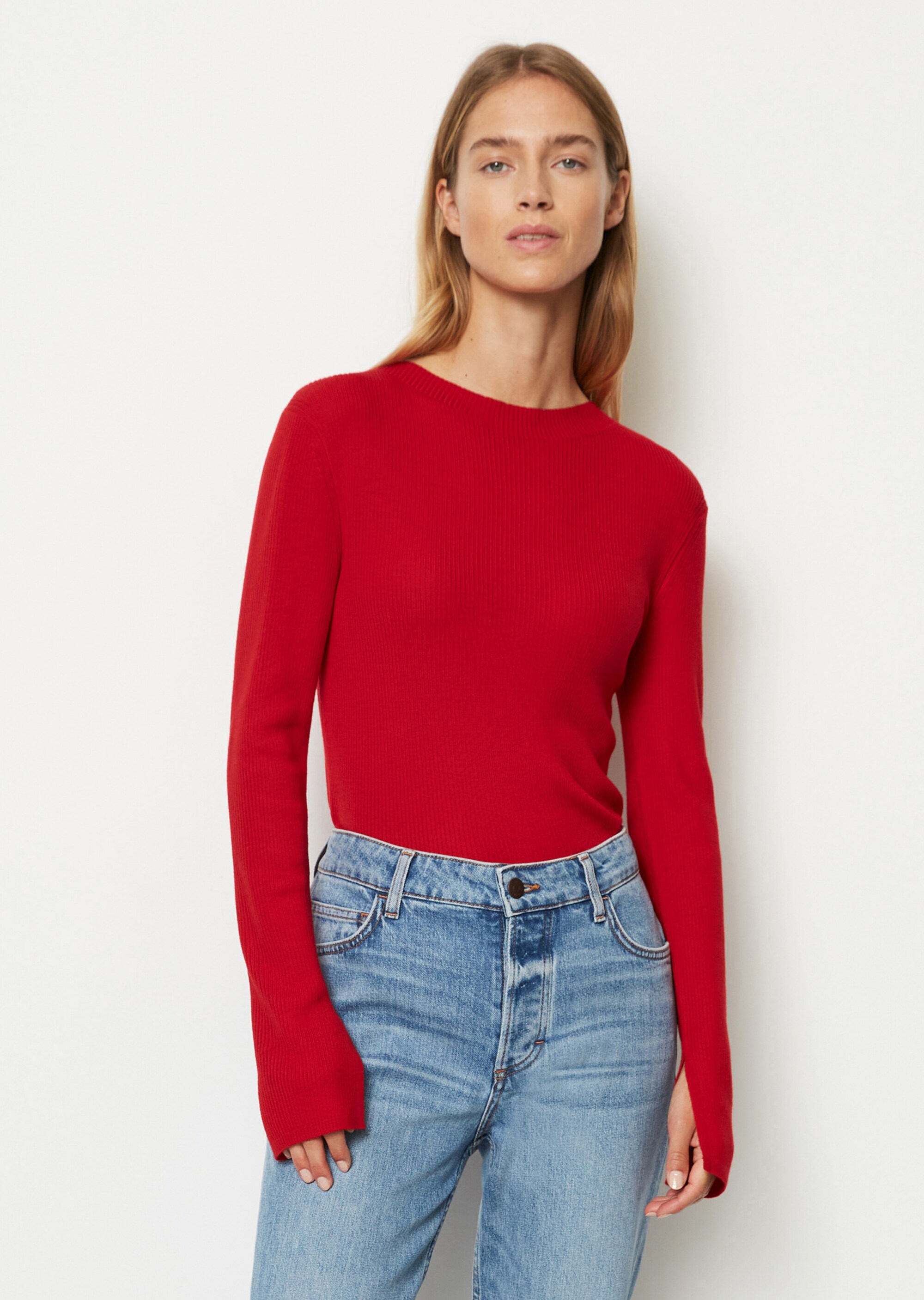 Rippstrickpullover slim aus edler Merinowolle