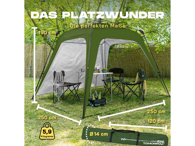 Where tomorrow Pavillon Pop Up - Dunkelgrün Outdoor-Pavillon mit Seitenschutz