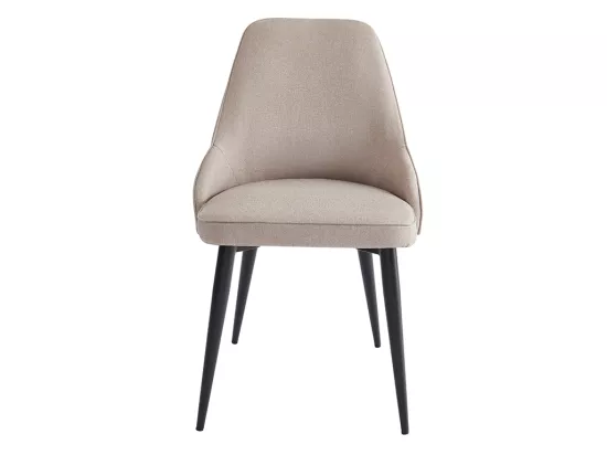 Lot de 2 chaises en tissu et métal - Crème - EZRA