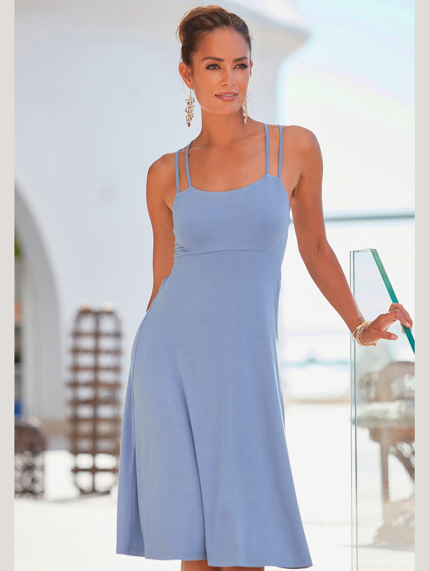 Robe en jersey bretelles spaghetti doubles