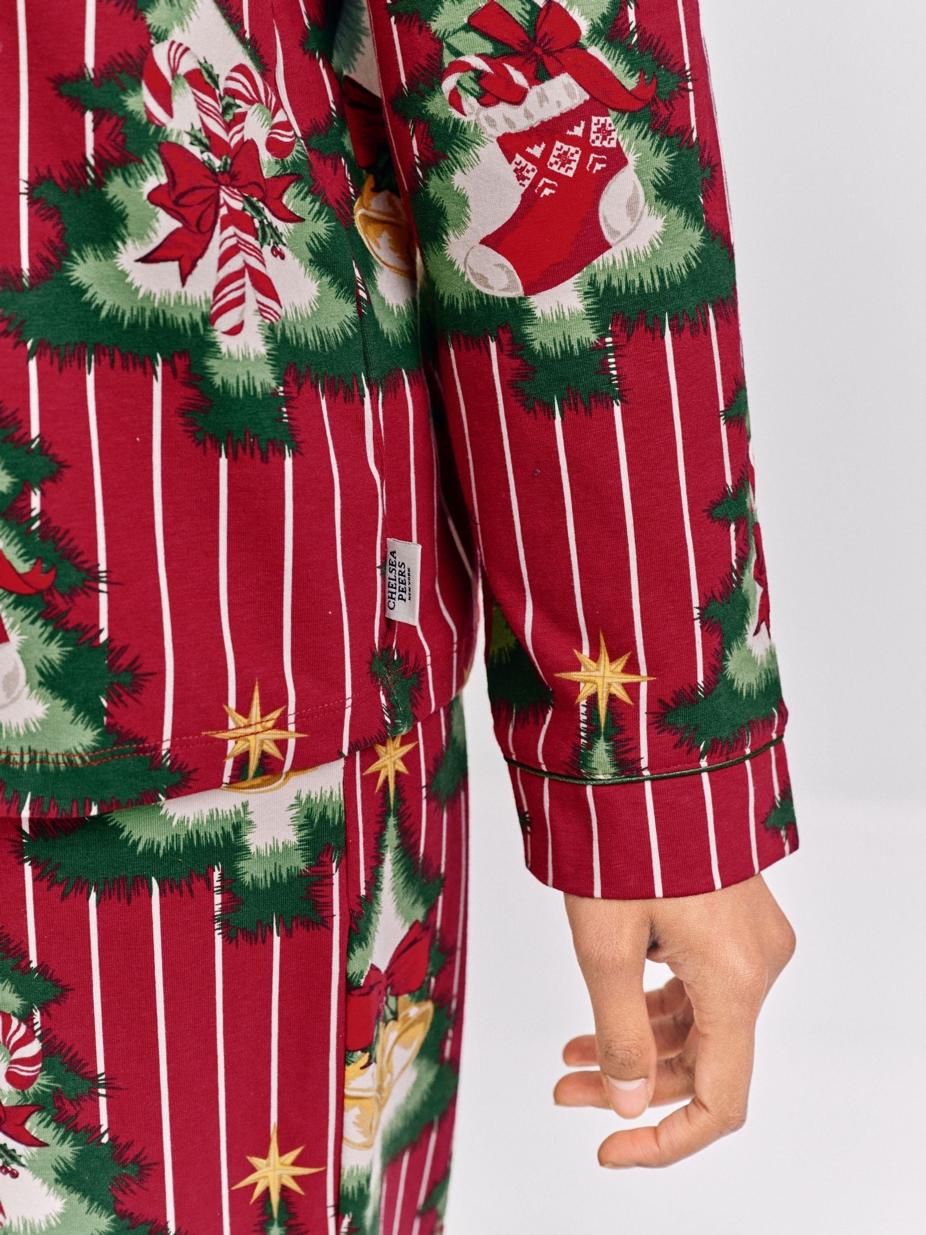 Chelsea Peers Cotton Christmas Tree Stripe Long Pyjamas Set