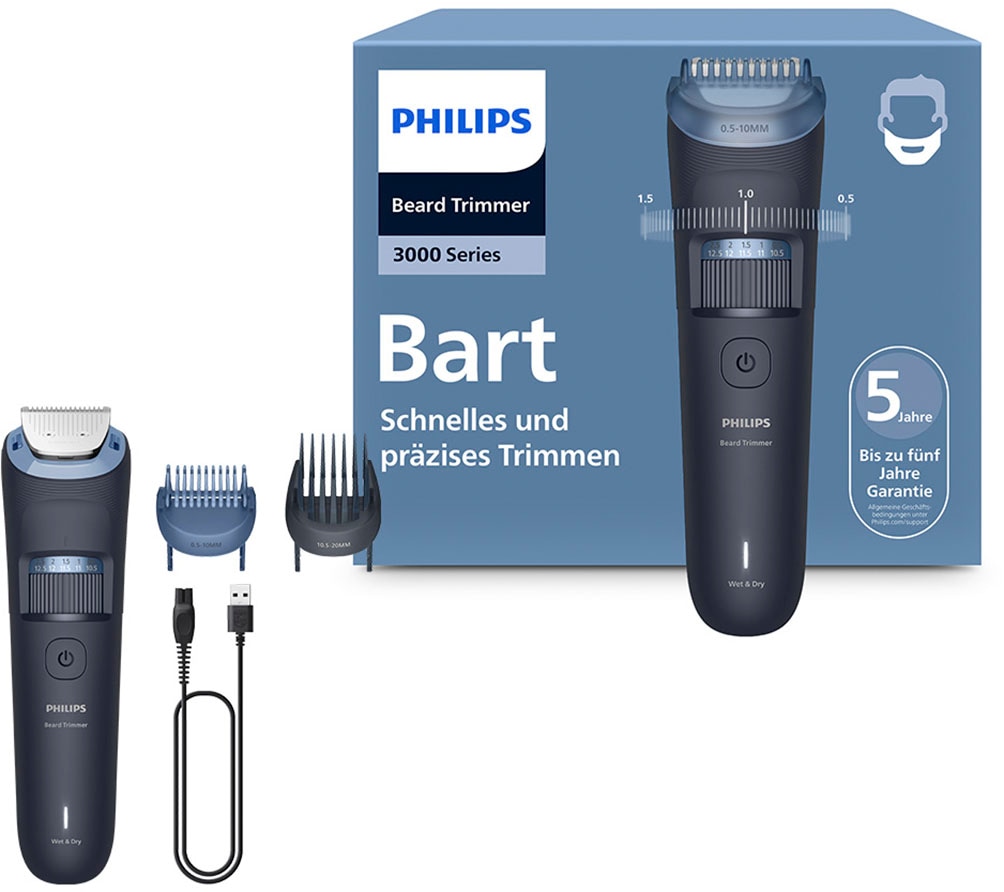 Philips Bartschneider »Serie 3000 BT3665/15« 2 Aufsätze mit 40 einstellbaren Schnittlängen, inkl. Reinigungsbürste