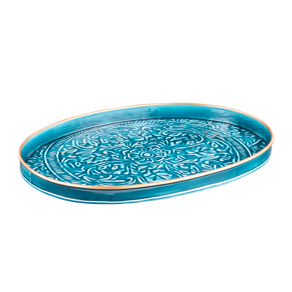 Set de 2 plateaux ovales Tosca bleu Table passion