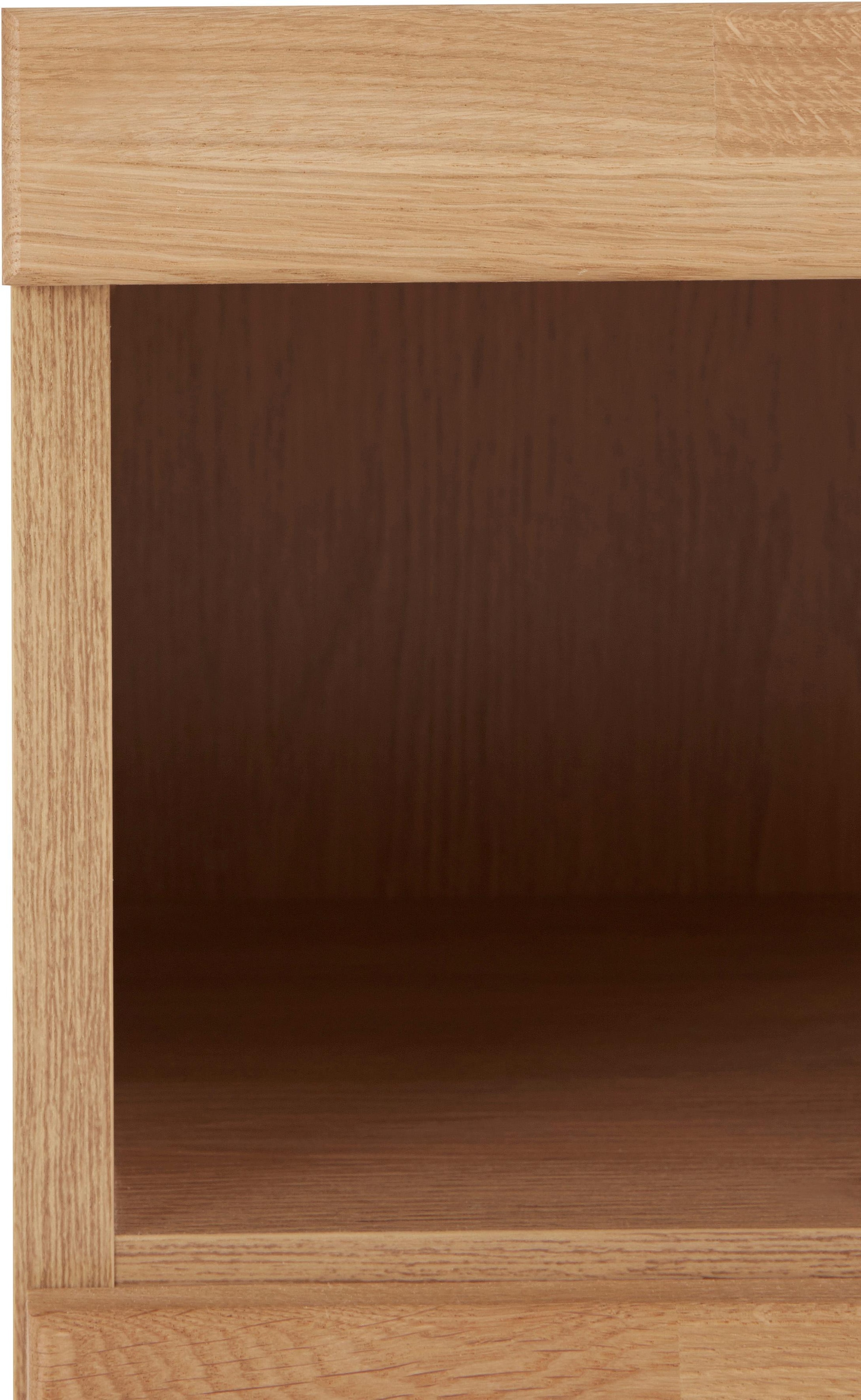 Home affaire Sideboard »Ribe,125cm breit, Fronten Massivholz,5 Fächer,Böden versetzbar« Korpus Holzwerkstoff,Türen mit Glaseinsatz,3 Schubladen,Metallgriffe
