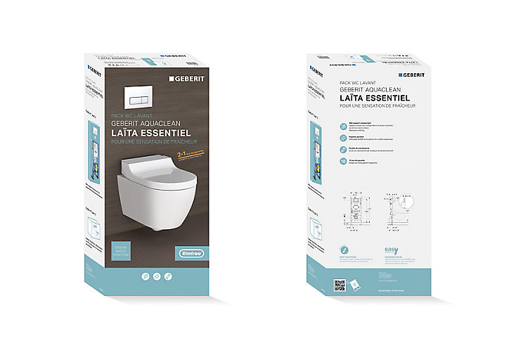 Pack WC japonais lavant suspendu Geberit Laita Essentiel Rimfree