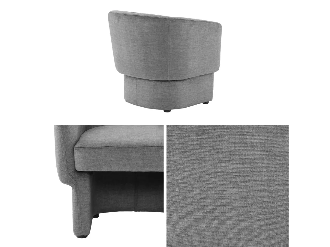 Fauteuil relax en tissu avec forme de dossier et piètement arrondis gris foncé