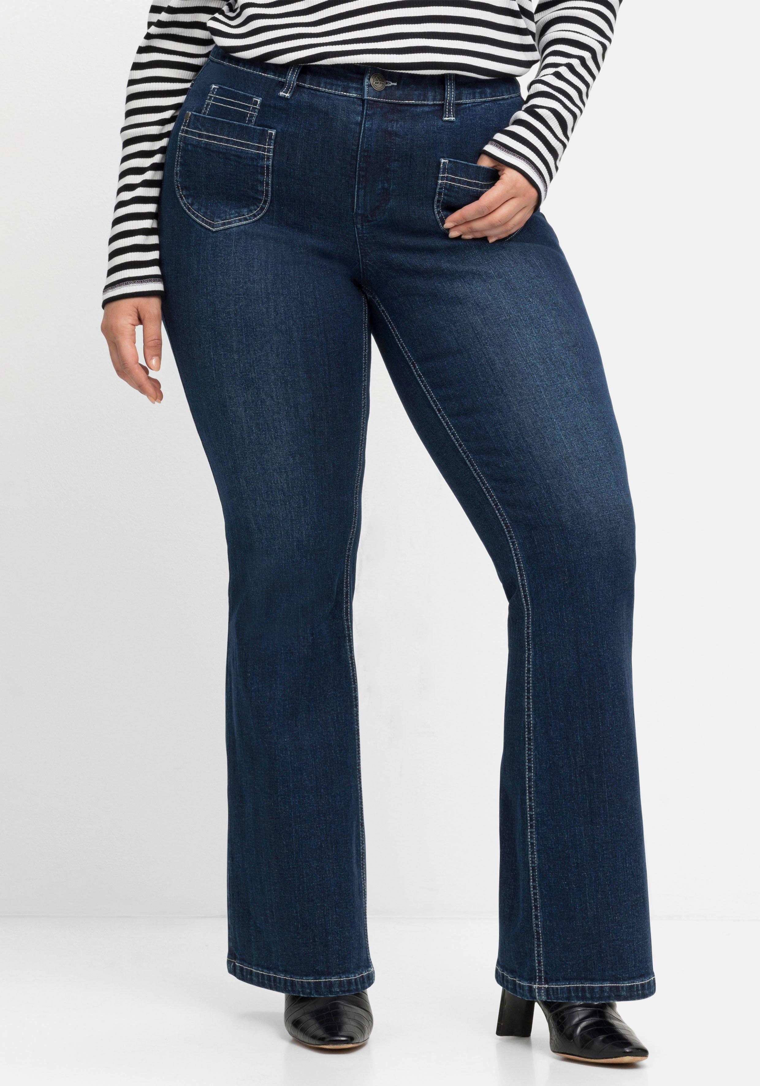 Bootcut-Jeans in High-Heel-Länge, mit Kontrastnähten