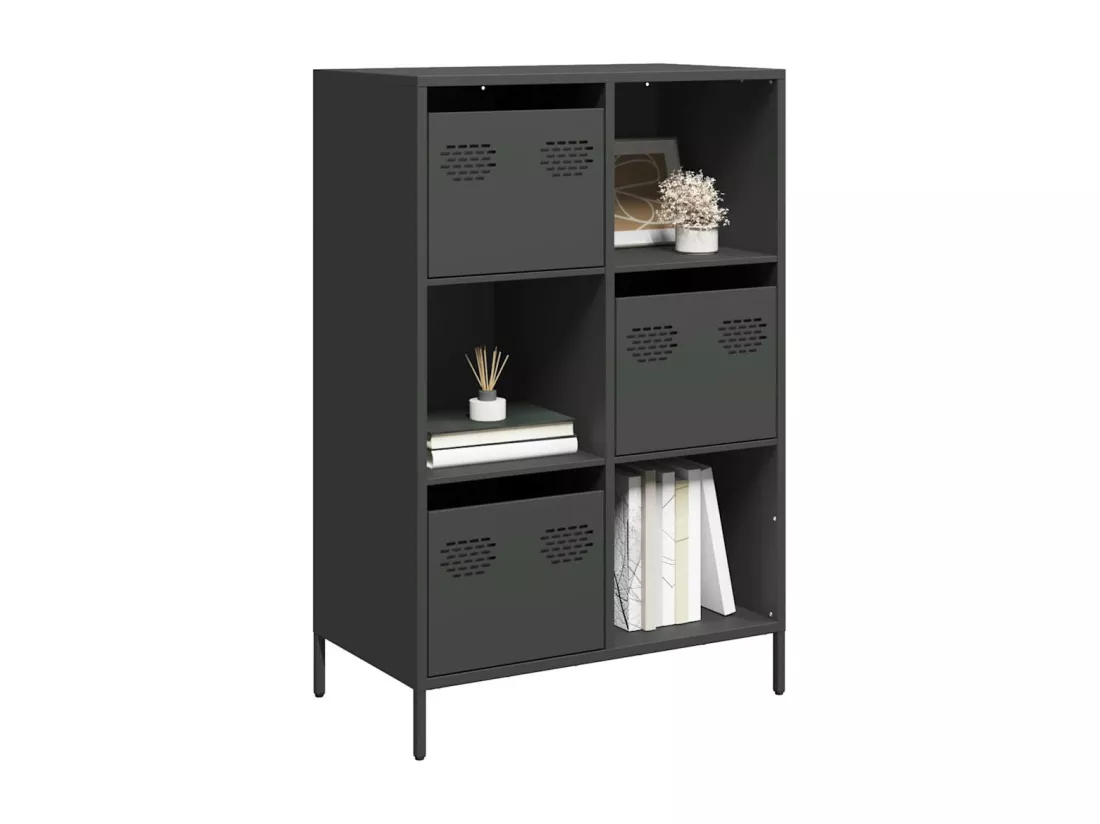Buffet haut noir 68x39x103,5 cm acier