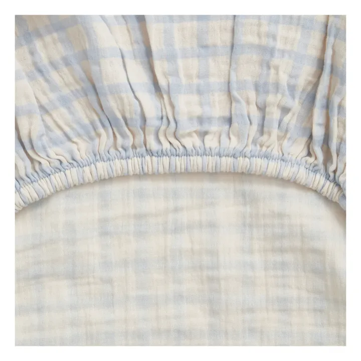 garbo&friends Housse de matelas à langer Gingham Sky | Bleu ciel