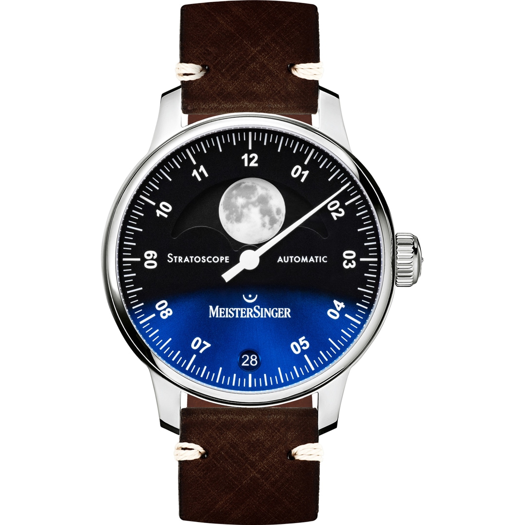MeisterSinger Stratoscope Moonphase Schwarz / Blau